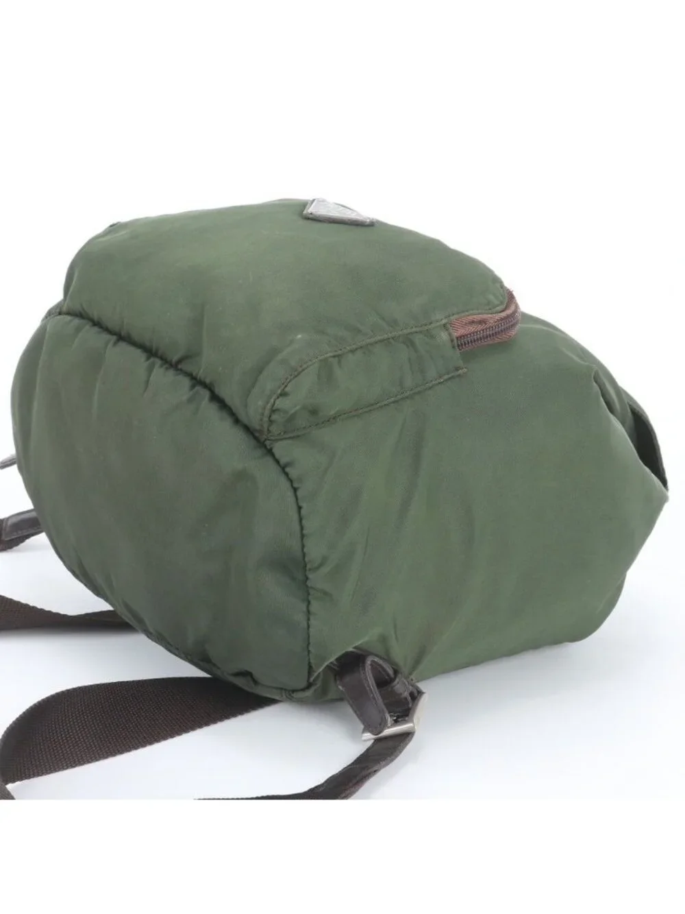 Prada Tessuto Nylon Triangle Logo Leather Backpack